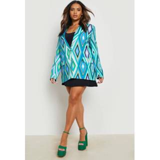 👉 Plus Geo Print Blazer, Green