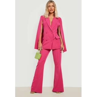 👉 Getailleerde Blazer Met Dubbele Knopen En Cape Mouwen, Hot Pink