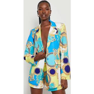 👉 Sjaal blauw s bright blue Getailleerde Print Blazer,