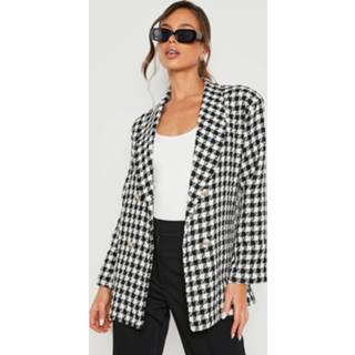 👉 Getailleerde Premium Bouclé Dogtooth Blazer, Black