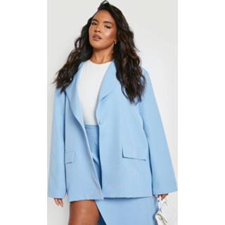 👉 Blazer blauw powder blue Plus Getailleerde Baggy Blazer,