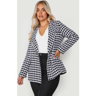 👉 Plus Bouclé Dogtooth Blazer, Black