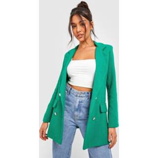 👉 Premium Bouclé Blazer Met Dubbele Knopen, Bright Green