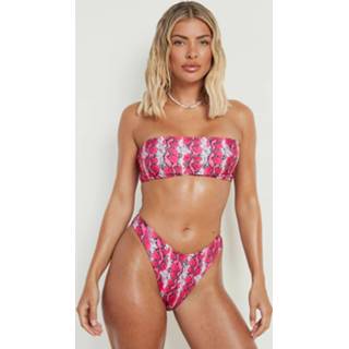 👉 Bikini roze neon-pink Neon Slangenprint Bandeau Top,