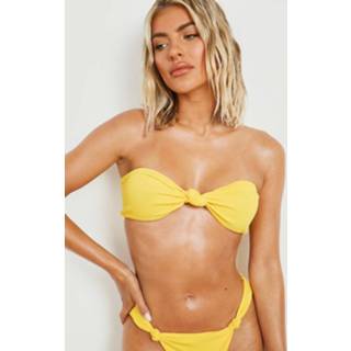 👉 Bikini geel Gekreukelde Geknoopte Bandeau Top, Yellow