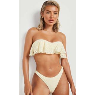 👉 Kanten Bandeau Bikini Top Met Franjes En Gevormde Cups, Lemon