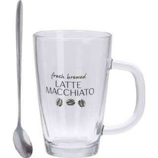 👉 Lepel transparant glas active Set van 2x latte Macchiato glazen inclusief lepels 300 ml