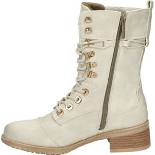 👉 Veterboots vrouwen ecru kunstleder Mustang 8720251582071 872025158208