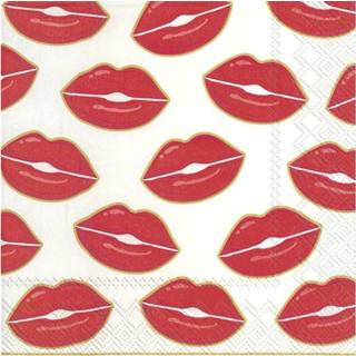 👉 Servet rode rood papier active wit 20x 3-laags servetten kusjes 33 x cm