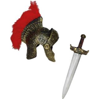 👉 Ridder volwassenen Romeinse krijger verkleed set helm en wapens zwaard 74 cm voor