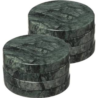 👉 Onderzetter groen marmer Set van 8x ronde onderzetters voor glazen D10 cm