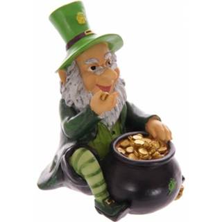 👉 Spaarpot multi goud polystone active saint Patrick kabouter met pot