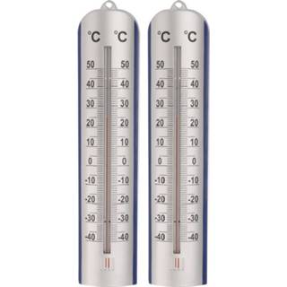 👉 Thermometer zilver kunststof Lifetime Garden set van 2x stuks zon/Schaduw voor buiten 27 cm