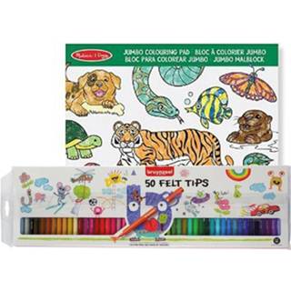 👉 Kleurboek kinderen Dieren met 50x Topwrite viltstiften set