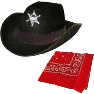 👉 Cowboyhoed rode mannen Cowboy verkleed set met western zakdoek
