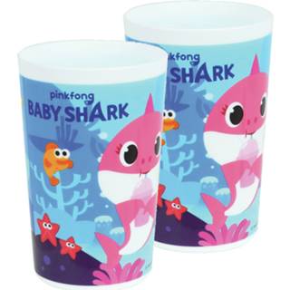 👉 Drinkbeker kunststof kinderen baby's 2x stuks Baby Shark 220 ml