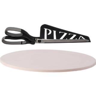 👉 Oven zwarte keramiek BBQ/oven pizzasteen rond 30 cm met pizzaschaar