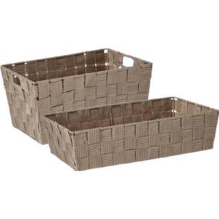 👉 Opbergmand beige Kast/badkamer opbergmandjes set van 5x stuks in 2 formaten