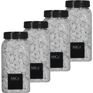 👉 Vaas witte vulling Mica Decorations - kiezel stenen 4x potjes van 1 kilo vaas/bloempot