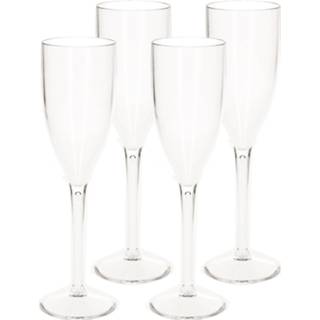 👉 Prosecco transparant glas kunststof 20x stuks onbreekbaar champagne/prosecco flute 15 cl/150 ml
