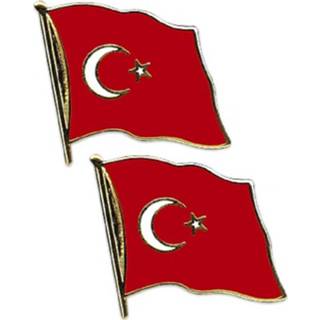 👉 Broche Set van 2x stuks pin supporters speldje Vlag Turkije 20 mm