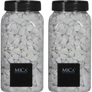 👉 Vaas witte vulling Mica Decorations - kiezel stenen 2x potje van 1 kilo vaas/bloempot