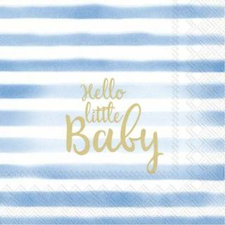 👉 Servet blauwe blauw papier active wit baby's 20x 3-laags servetten Hello little baby 33 x cm