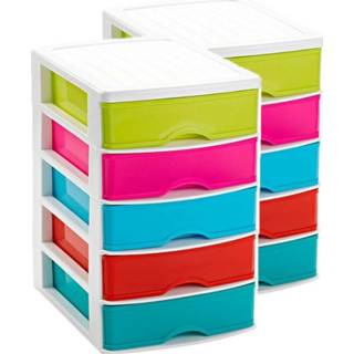 👉 Ladeblok kunststof 2x stuks kleine organiser ladeblokjes van 21 x 17 28 cm mult-color