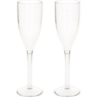 👉 Prosecco transparant glas kunststof 2x stuks onbreekbaar champagne/prosecco flute 15 cl/150 ml
