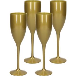 👉 Prosecco glas goud kunststof 12x stuks onbreekbaar champagne/prosecco flute 15 cl/150 ml