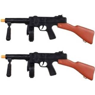 👉 Machinegeweer volwassenen 2x stuks Speelgoed machine geweer Tommy gun met geluid 50 cm