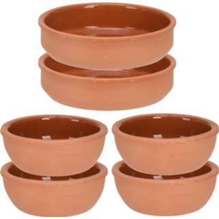 👉 Tapas schaaltje terracotta 10x schaaltjes set 150 ml en 450 - stenen bakjes