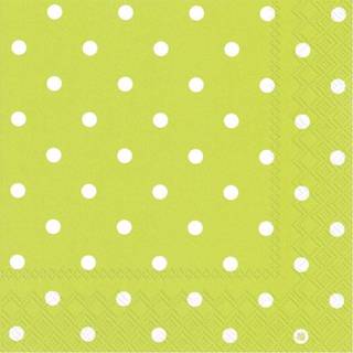 👉 Servet limoen groen witte 60x Polka Dot 3-laags servetten lime met stippen 33 x cm