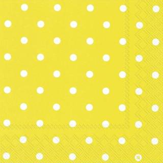 👉 Servet geel witte 40x Polka Dot 3-laags servetten met stippen 33 x cm