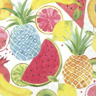 👉 Servet 60x Tropische 3-laags servetten fruitig fruit 33 x cm