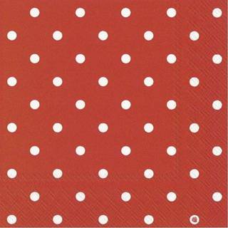 👉 Servet rood witte papier active wit 20x Polka Dot 3-laags servetten met stippen 33 x cm