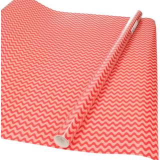 👉 Inpakpapier rood roze multi papier Rollen Inpakpapier/cadeaupapier rood/roze golfjes print 200 x 70 cm