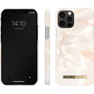 👉 Rose kunststof Pearl Marble unisex wit IDeal of Sweden Fashion Backcover voor de iPhone 12 (Pro) - 7340196244523