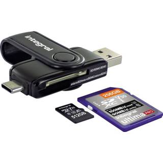 Geheugenkaartlezer zwart stuks Kaartlezers Lecteurs d Integral SD / Micro USB 3.0 & USB-C 5055288441484