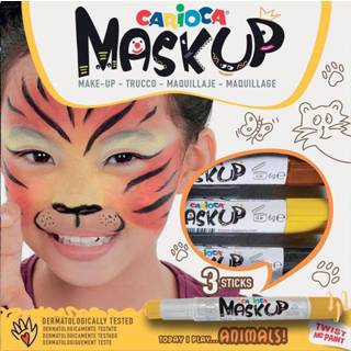 👉 Stift stuks grime bruin Carioca maquillagestiften Mask Up Animals, doos met 3 stiften 8003511430481
