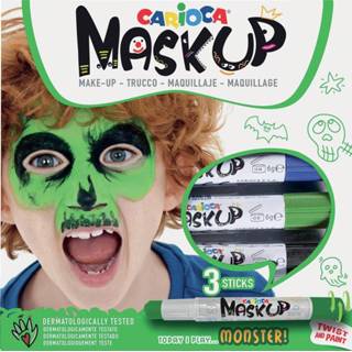 👉 Stift stuks grime blauw Carioca maquillagestiften Mask Up Monster, doos met 3 stiften 8003511430511