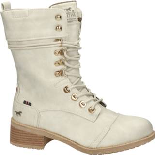 👉 Veterboots kunstleder vrouwen ecru Mustang 8720251582071 872025158208