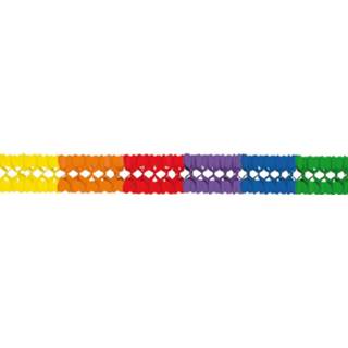 👉 Feestslinger multi papier Extra brede regenboog voor in een feestzaal 10 meter