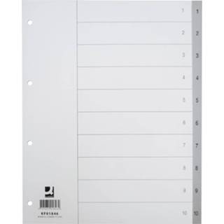 👉 Numeriek tabblad grijs true PP stuks numerieke tabbladen Q-Connect tabbladen, A4, PP, 1-10, met indexblad, 5705831018464