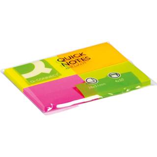 Houten blok stuks gekleurde notes geel Q-CONNECT Quick Notes, ft 38 x 51 mm, 50 vel, pak van 4 blokken in neonkleuren 5705831105102