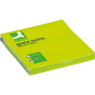 Groen stuks gekleurde notes Q-CONNECT Quick Notes, ft 76 x mm, 80 vel, neongroen 5706003105159