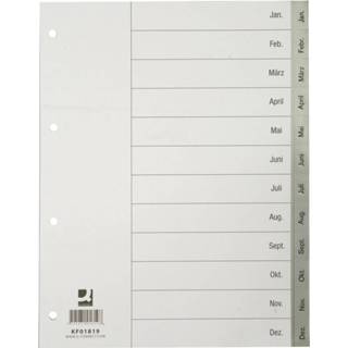 👉 Maandelijks tabblad grijs true PP stuks maandelijkse tabbladen Q-Connect tabbladen, A4, PP, met indexblad, 5705831018198