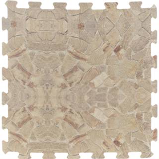 👉 Puzzelmat beige foam steen synthetisch volwassenen 8x stuks zwembadtegels/fitnesstegels 50 x cm