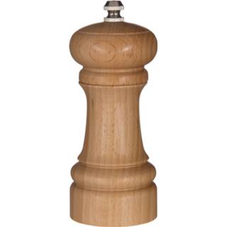 👉 Pepermolen beige hout Pepermolen/zoutmolen 14 cm