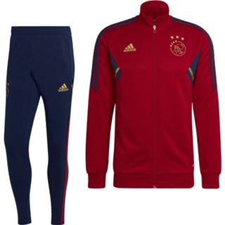 👉 Trainingspak rood blauw goud trainingspakken Adidas Ajax Full-Zip 2022-2023 Donkerrood Donkerblauw